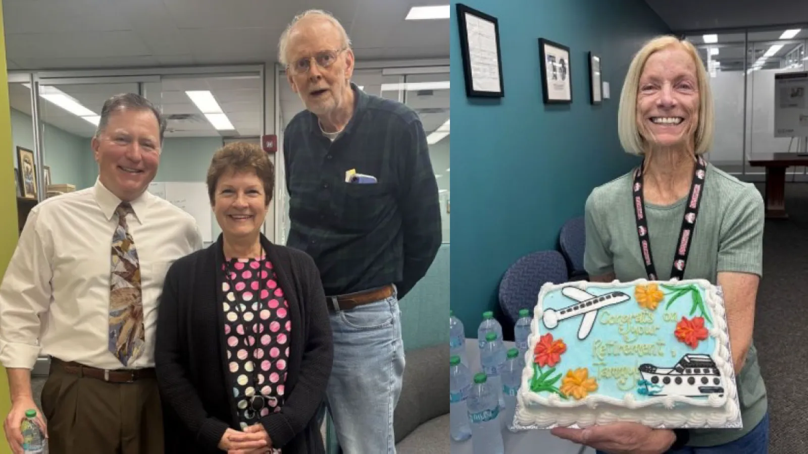 Two image collage: Lori Stevens with Steve Gavazzi and Randy Olsen (left), Tammy Zimmerman (right)